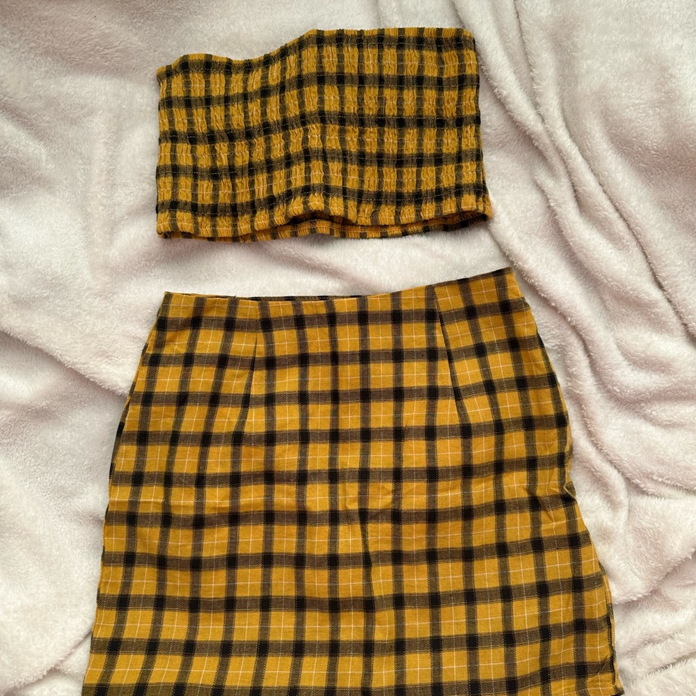 Plaid Yellow and Black Women's Skirt